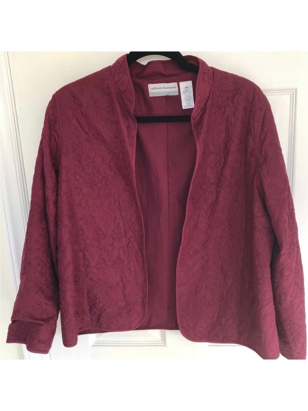 Size 12P Vintage Alfred Dunner Dusty Wine Textured Open-Front Blazer Delicate